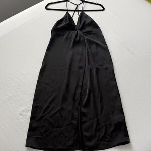Express Black Satin Backless Dress